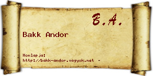 Bakk Andor névjegykártya